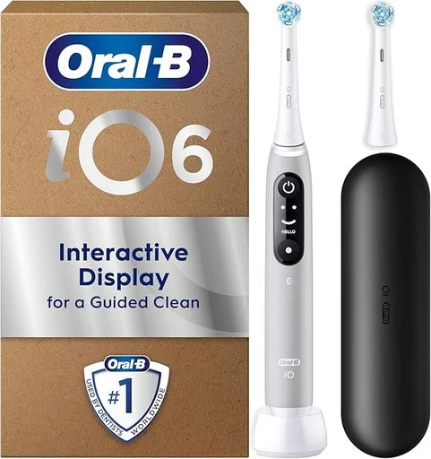 Oral-B iO6 Electric Toothbrush 1 Toothbrush Head Interactive Display 5 Modes With Teeth Whitening Gum Pressure Sensor