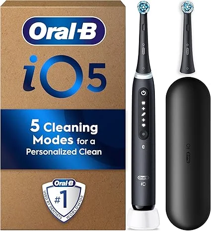 Oral-B iO5 Electric Toothbrush 2 Toothbrush Heads 5 Modes With Teeth Whitening Gum Pressure Sensor Travel Case